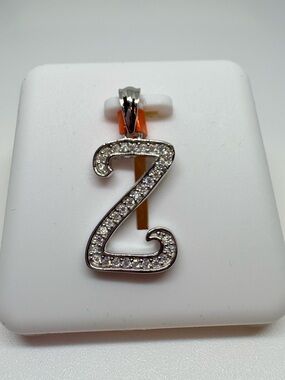 Sterling Silver Moissanite Z Initial Pendant